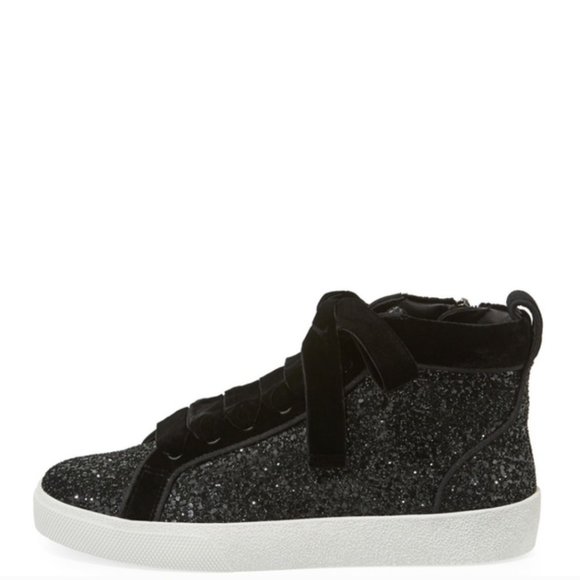 Alice + Olivia Camil Glitter Womens Mid-Top Black Fashion Sneakers Athletic Shoe - Picture 4 of 10